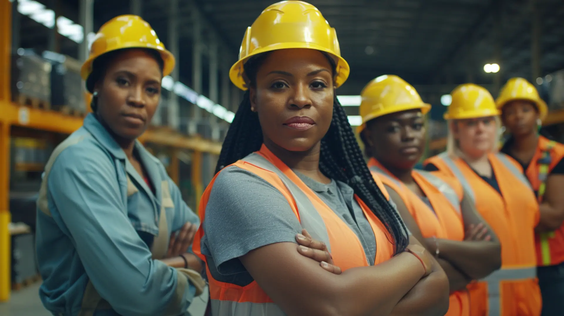 Construction workers in safety training